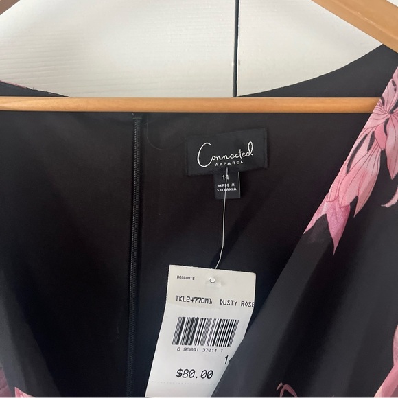 Connected Apparel Floral Dress Black & Pink Size 14 NWT - Picture 4 of 12
